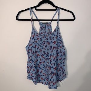 AMERICAN EAGLE BLUE FLORAL FLOWY HALTER TOP SIZE M